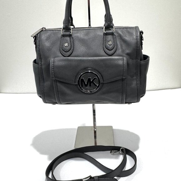 Michael Kors Margo Slate Grey Satchel Detachable Crossbody Strap EUC - Picture 5 of 13